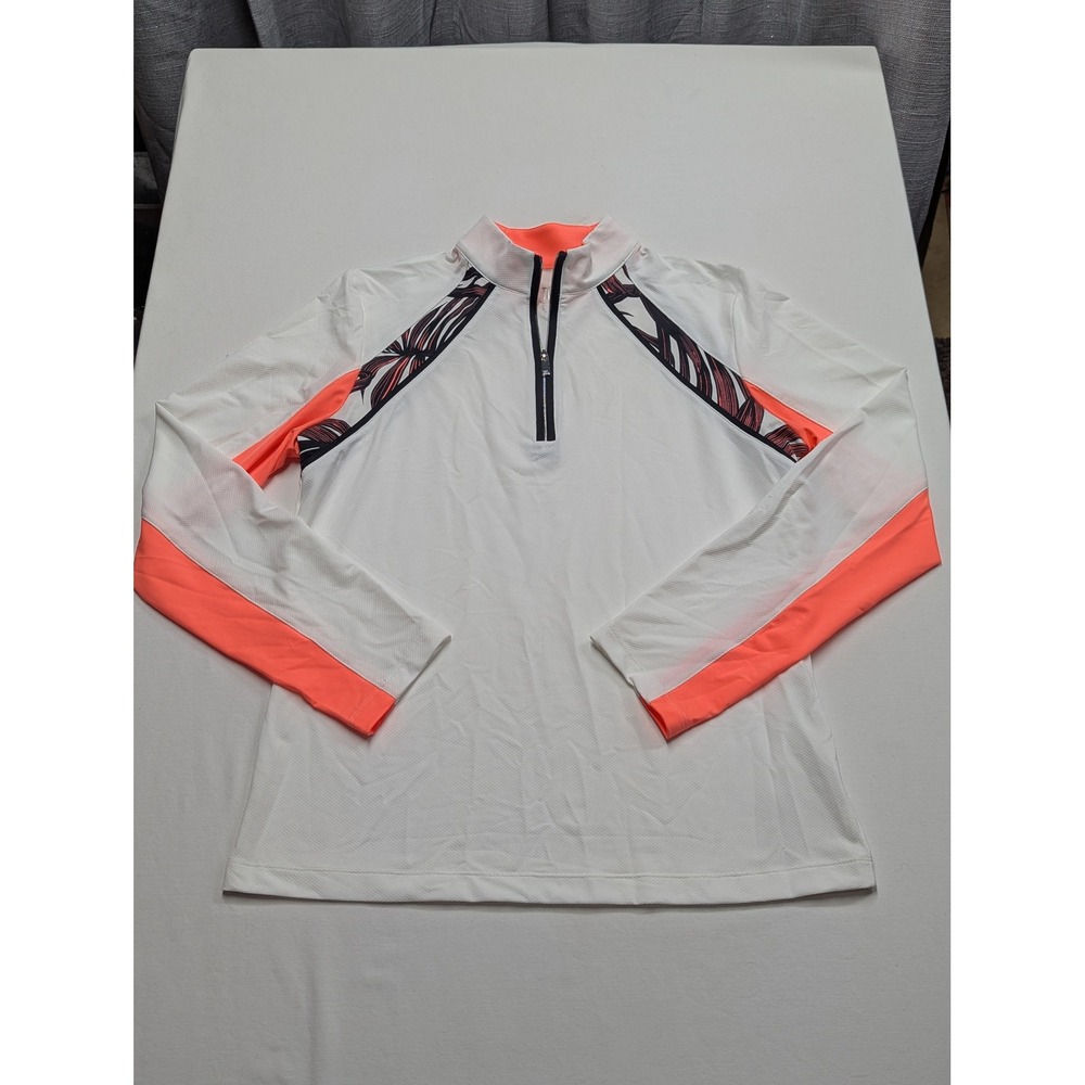 Tail White Label Womens Quarter Zip Long Sleeve Golf Top White Neon Orange M